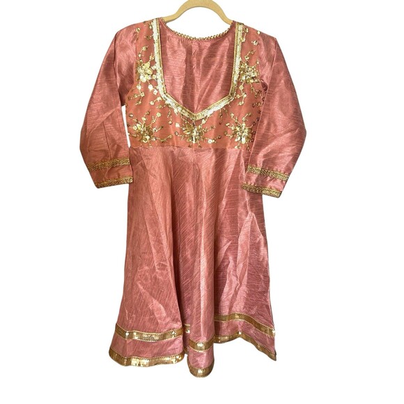 Riyaz Sahaab Other - Riyaz Sahaab Pakistan India Gold Beaded Sequins  Mauve Junior Dress Size 10-12